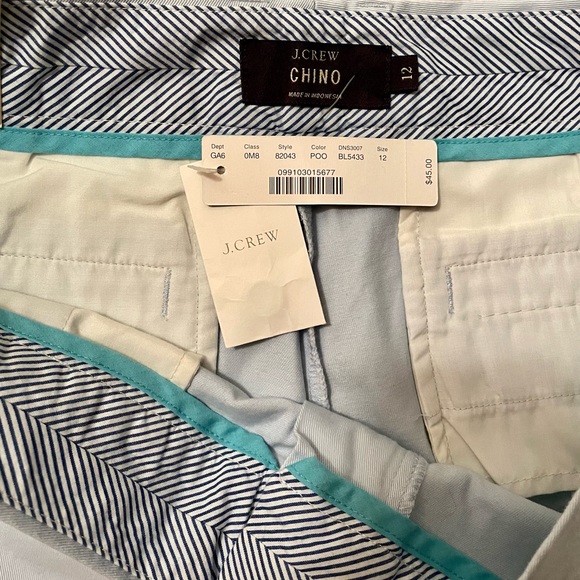 NWT, J. Crew Chino Shorts, Size 12, 4” inseam, light blue - Picture 3 of 4